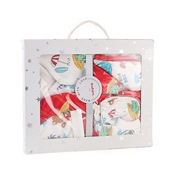 Babyhug 100% Cotton Baby Gift Set With Beach Theme Print - White & Red