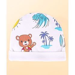 Babyhug 100% Cotton Baby Gift Set With Beach Theme Print - White & Red