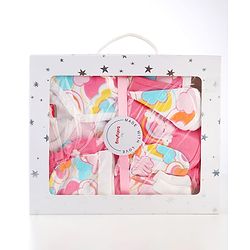 Babyhug 100% Cotton Baby Gift Set with Cloud Print Pack of 7 - Pink