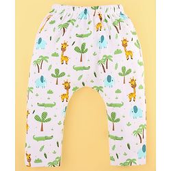 Babyhug 100% Cotton Baby Gift Set With Animal Print Pack of 7 - White & Light Blue