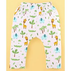 Babyhug 100% Cotton Baby Gift Set With Animal Print Pack of 7 - White & Light Blue