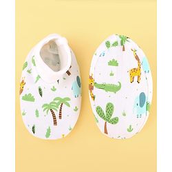 Babyhug 100% Cotton Baby Gift Set With Animal Print Pack of 7 - White & Light Blue