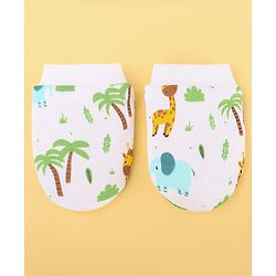 Babyhug 100% Cotton Baby Gift Set With Animal Print Pack of 7 - White & Light Blue