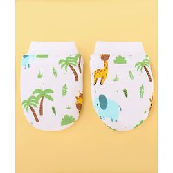 Babyhug 100% Cotton Baby Gift Set With Animal Print Pack of 7 - White & Light Blue