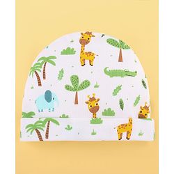 Babyhug 100% Cotton Baby Gift Set With Animal Print Pack of 7 - White & Light Blue