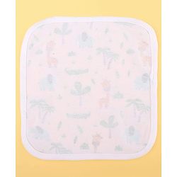Babyhug 100% Cotton Baby Gift Set With Animal Print Pack of 7 - White & Light Blue