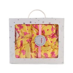Babyhug 100% Cotton Baby Gift Set With Bow Print Pack of 7 - Yellow & Pink