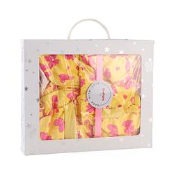 Babyhug 100% Cotton Baby Gift Set With Bow Print Pack of 7 - Yellow & Pink
