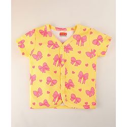 Babyhug 100% Cotton Baby Gift Set With Bow Print Pack of 7 - Yellow & Pink