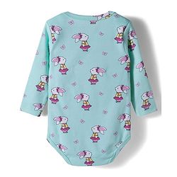 Babyhug 100% Cotton Knit Full Sleeves Onesies with Bunny & Bow Print Pack of 3 - Yellow Pink & Light Blue