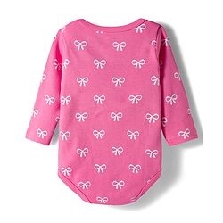 Babyhug 100% Cotton Knit Full Sleeves Onesies with Bunny & Bow Print Pack of 3 - Yellow Pink & Light Blue