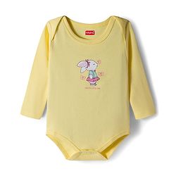 Babyhug 100% Cotton Knit Full Sleeves Onesies with Bunny & Bow Print Pack of 3 - Yellow Pink & Light Blue