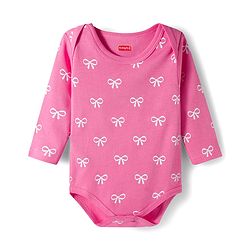 Babyhug 100% Cotton Knit Full Sleeves Onesies with Bunny & Bow Print Pack of 3 - Yellow Pink & Light Blue