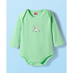 Babyhug 100% Cotton Interlock Knit Full Sleeves Onesies with Ducky & Floral Print Pack of 3 - White Light Green & Pink