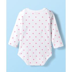 Babyhug 100% Cotton Interlock Knit Full Sleeves Onesies with Ducky & Floral Print Pack of 3 - White Light Green & Pink