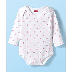 Babyhug 100% Cotton Interlock Knit Full Sleeves Onesies with Ducky & Floral Print Pack of 3 - White Light Green & Pink