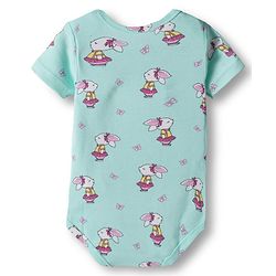 Babyhug 100% Cotton Interlock Knit Half Sleeves Onesies With Animal Print Pack Of 3 - Light Blue Yellow & Pink