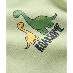 Babyhug 100% Cotton Knit Full Sleeves Rompers With Dino Print Pack of 2 - White & Green