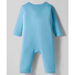 Babyhug 100% Cotton Interlock Knit Full Sleeves Front Open Romper with Animal Print Pack of 2 - Light Blue & White