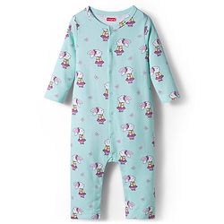Babyhug 100% Cotton Knit Full Sleeves Rompers With With Bow & Bunny Print Pack of 2 - Pink & Light Blue