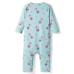 Babyhug 100% Cotton Knit Full Sleeves Rompers With With Bow & Bunny Print Pack of 2 - Pink & Light Blue