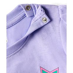 Babyhug Cotton Knit Half Sleeves Night Suit With Star & Text Print - Lavender