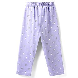 Babyhug Cotton Knit Half Sleeves Night Suit With Star & Text Print - Lavender
