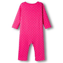 Babyhug 100% Cotton Knit Full Sleeves Front Open Rompers with Duck & Polka Dot Print Pack of 2 - Dark Pink & Pink