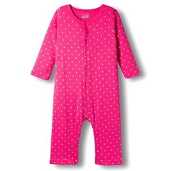 Babyhug 100% Cotton Knit Full Sleeves Front Open Rompers with Duck & Polka Dot Print Pack of 2 - Dark Pink & Pink
