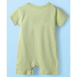 Babyhug 100% Cotton Half Sleeves Dino Printed Front Open Rompers Pack Of 2 - Light Green & White
