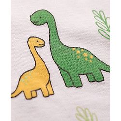 Babyhug 100% Cotton Half Sleeves Dino Printed Front Open Rompers Pack Of 2 - Light Green & White