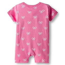 Babyhug 100% Cotton Interlock Knit Romper With Animal Print Pack Of 2 - Pink & Light Blue