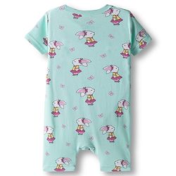 Babyhug 100% Cotton Interlock Knit Romper With Animal Print Pack Of 2 - Pink & Light Blue