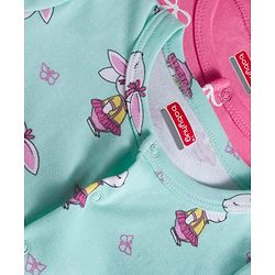 Babyhug 100% Cotton Interlock Knit Romper With Animal Print Pack Of 2 - Pink & Light Blue