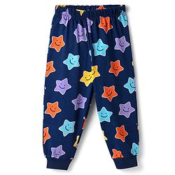Babyhug Cotton Knit  Half Sleeves Co-ords Night Suit With Star Print - Navy Blue
