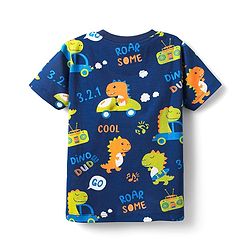 Babyhug Cotton Knit Half Sleeves Shorts Co-Ord Night Suit with Animal Print - Navy Blue