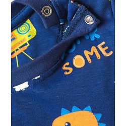 Babyhug Cotton Knit Half Sleeves Shorts Co-Ord Night Suit with Animal Print - Navy Blue