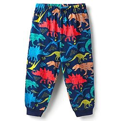 Babyhug Cotton Knit Half Sleeves Co-Ord Night Suit with Animal Print - Navy Blue
