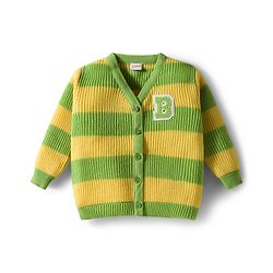 Babyhug Knit Full Sleeves Front Open Sweater & Pant Set with Color Block Design - Yellow & Green