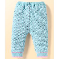 Babyhug Knitted Full Raglan Sleeves Front Open Sweater Set With Cap & Mittens - Light Blue