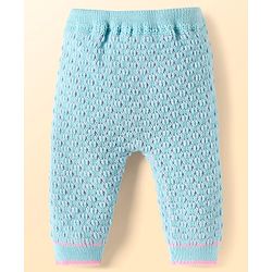 Babyhug Knitted Full Raglan Sleeves Front Open Sweater Set With Cap & Mittens - Light Blue