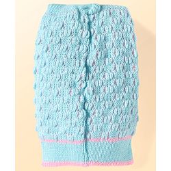 Babyhug Knitted Full Raglan Sleeves Front Open Sweater Set With Cap & Mittens - Light Blue