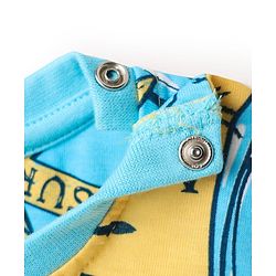 Babyhug Cotton Knit Half Sleeves Night Suit With Dino Print - Multicolour