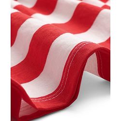 Babyhug 100% Cotton Sleeveless Striped Frock With Sailor Collar Neck - White & Red