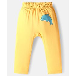 Babyhug Cotton Interlock Knit Full Length Diaper Pant with Stripe & Sea Animal Print Pack of 3 - White Yellow & Aqua Blue