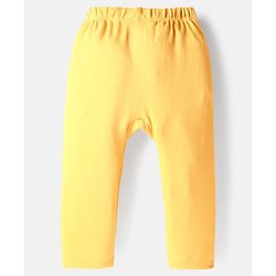 Babyhug Cotton Interlock Knit Full Length Diaper Pant with Stripe & Sea Animal Print Pack of 3 - White Yellow & Aqua Blue