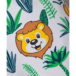 Babyhug Cotton Knit Full Length Diaper Leggings With Animal Print & Stripes Pack Of 3 - Navy Blue White & Yellow