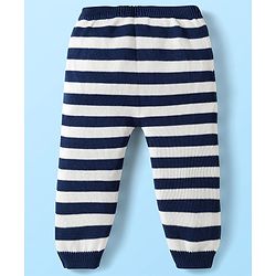 Babyhug Organic Cotton Full Sleeves Striped Pullover Sweater Set with Cap & Patch Detailing - Multicolor