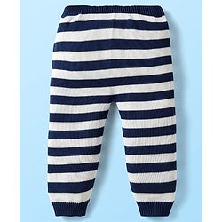Babyhug Organic Cotton Full Sleeves Striped Pullover Sweater Set with Cap & Patch Detailing - Multicolor