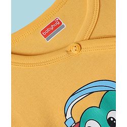 Babyhug 100% Cotton Interlock Knit Full Sleeves Front Open Jhablas with Stripe Design & Dino Print Pack of 3 - White Green & Mustard